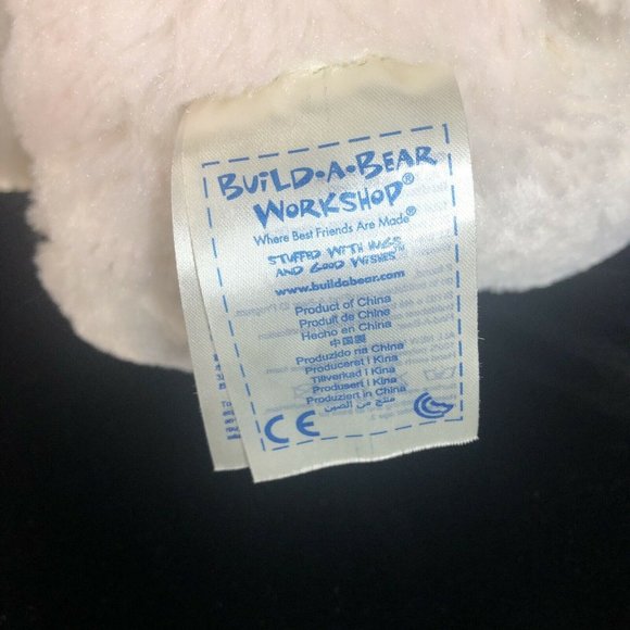 Build A Bear Polar Bear Plush White Cream Brown Nose 14” Stuffed Animal Toy Bow - Picture 9 of 9